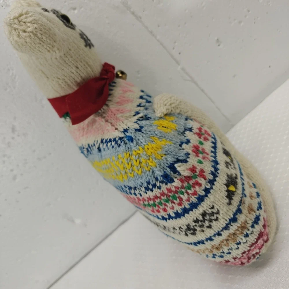 VTG Homemade Knitted‎ Cat Doll Pillow